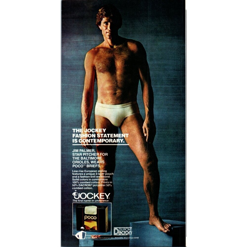1981 Jockey Poco Briefs White Vintage Print Ad Jim Palmer Baltimore Wall Art